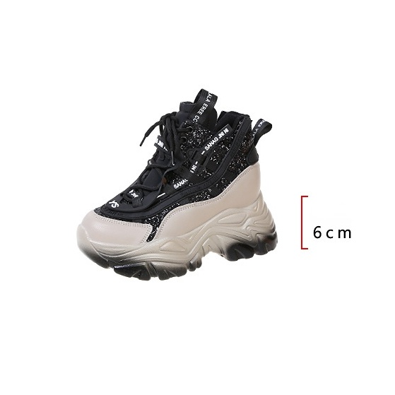 Giày Thể Thao Cao Gót Mũi Tròn Đế Dày Buộc Dây Phong Cách Châu Âu Giản Dị