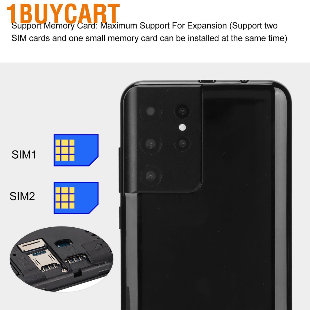 1buycart S21 Ultra 6.1in Smartphone Dual Cards Standby Mobile Phone with RAM 12GB ROM 512GB Black 110‑240V
