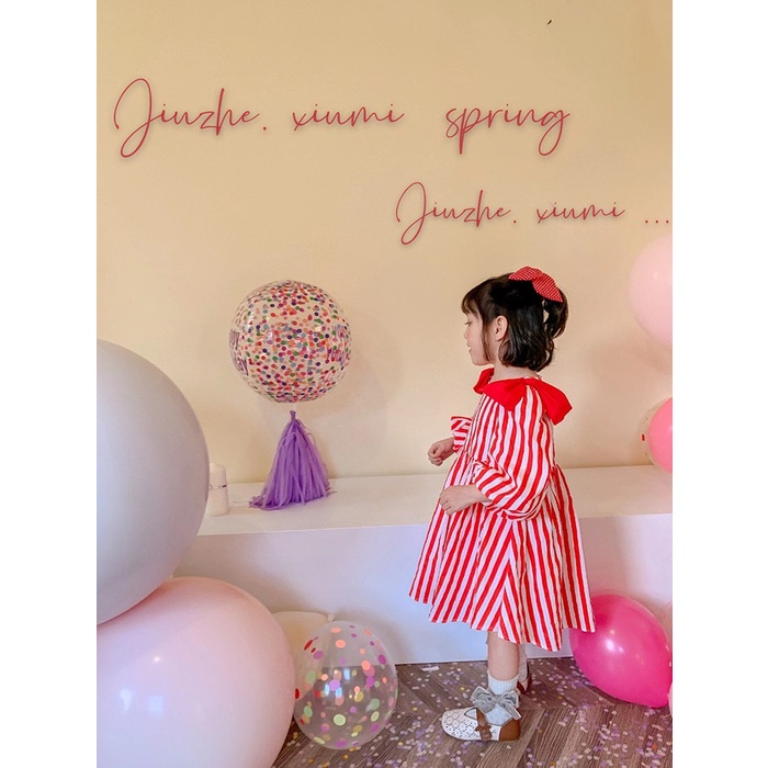 Váy bé gái dáng maxi họa tiết kẻ sọc đỏ cực xinh Mini Kids G21