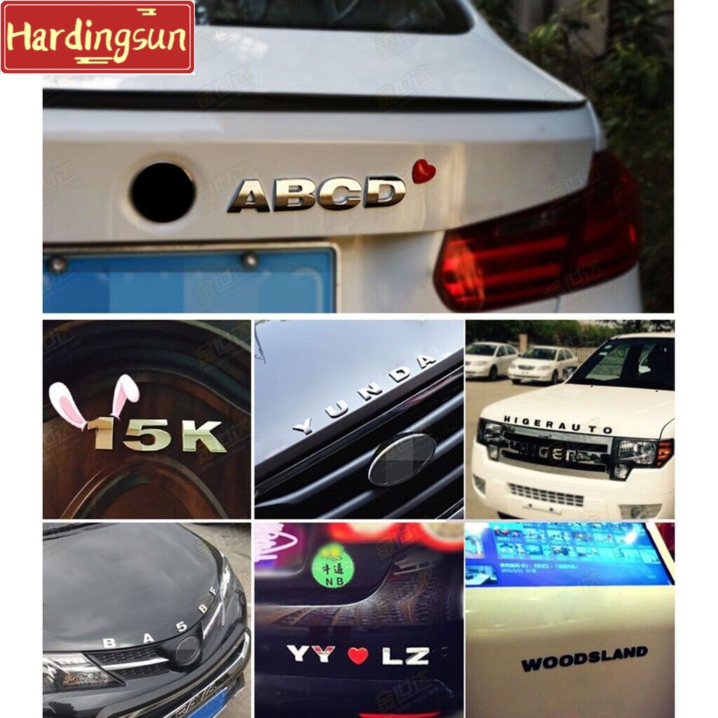 1 Miếng Dán Hình Chữ Cái 3D DIY Bằng Kim Loại Bạc 25mm Trang Trí Xe Hơi