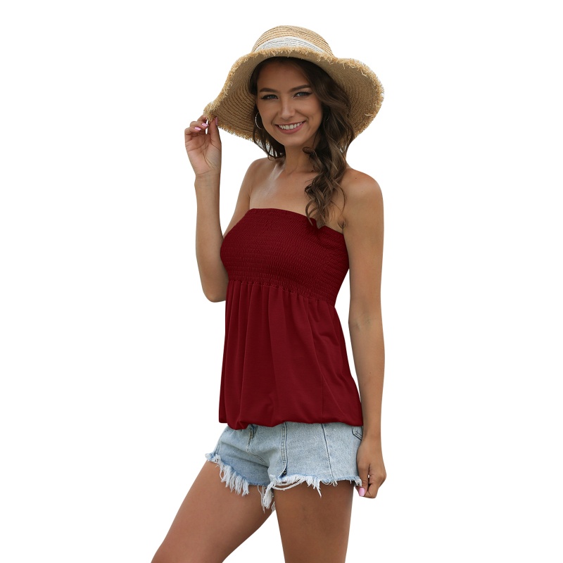 Áo Ống Màu Trơn Không Tay Hở Vai Thời Trang Mùa Hè Dành Cho Nữ