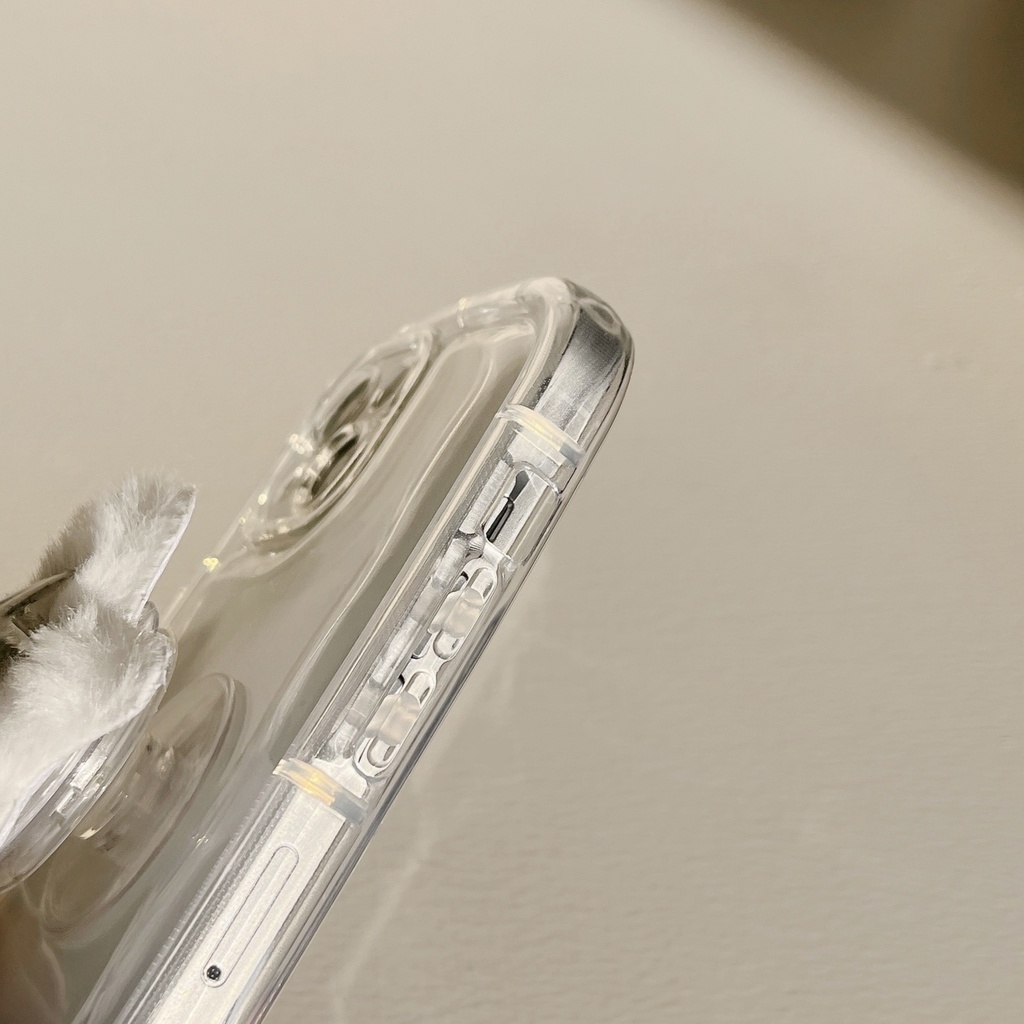 Ốp Điện Thoại Tpu Silicon Mềm Trong Suốt Chống Rơi Có Vòng Đỡ + Dây Đeo Ngọc Trai Cho iPhone 14 13 12 11 Pro Max XS XR 14 Plus