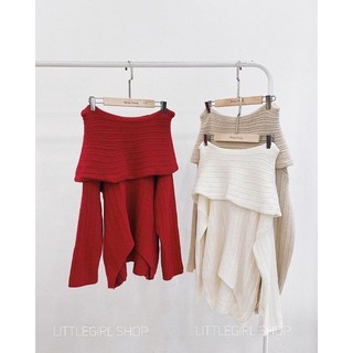Áo len trễ vai xẻ vạt trước mặc 2 kiểu Lipeo.store