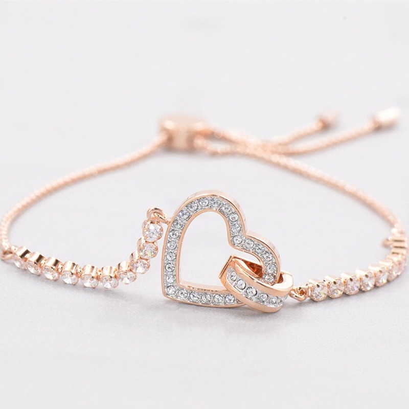 Vòng Tay Dạng Kéo Hình Trái Tim Pha Lê Đơn Giản Thời Trang Phiên Bản Giới Hạn Cho