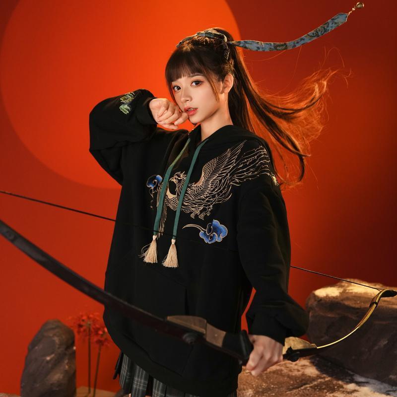 Mori girl Áo sweater Có Mũ Trùm Dáng Rộng Vải Lông Cừu Thiết Kế Mật Ong boudoir Truyền Thống Thông Thường Cho Cặp Đôi