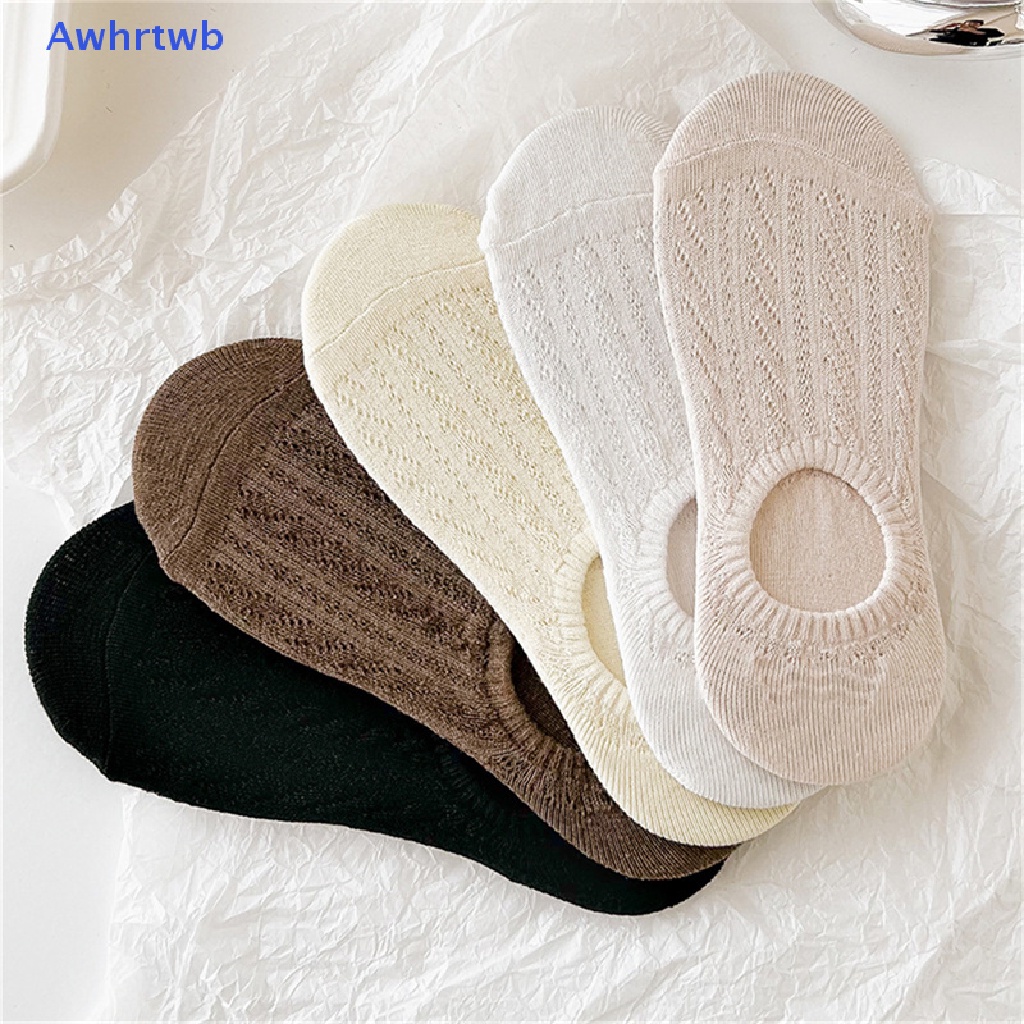 Vớ Thuyền Bằng Silicon Màu Trơn Phối Lưới Thoáng Khí Chống Trượt Thời Trang Mùa Hè Cho Nữ Mới