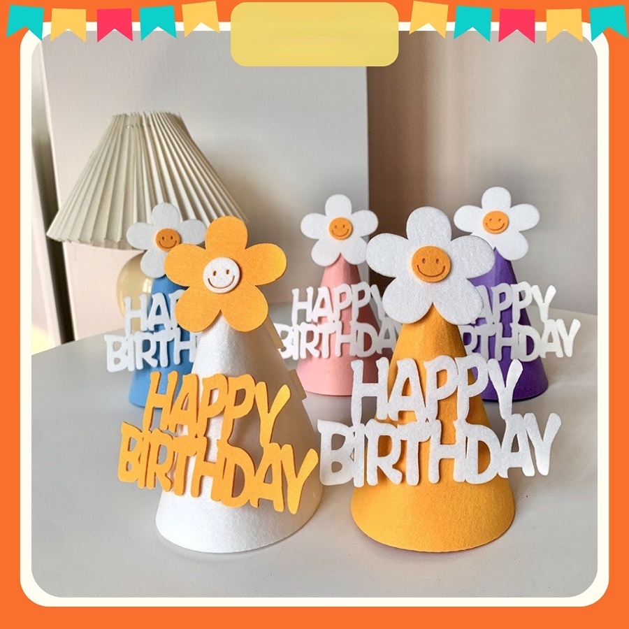 Mũ Sinh Nhật diy Bằng Vải Nỉ Không Dệt Trang Trí Tiệc Sinh Nhật Bé Một Năm Tuổi HB