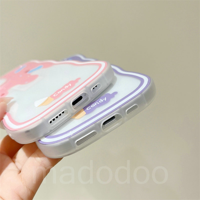 Casing For iPhone 14 13 12 11 Pro Xs max Mini 7 8 6 6S Plus X XR 14ProMax 13promax 12promax 11promax 6+6S+ 7+ 8+ Cute Waves Edge Candy ice Cream Fine Hole Airbag Shockproof Clear Soft Phone Case Cover BW 23