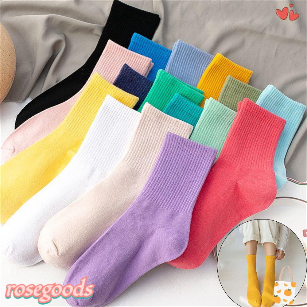 Tất Cotton Thể Thao Thoáng Khí Màu Sắc Đơn Giản Cho Nữ