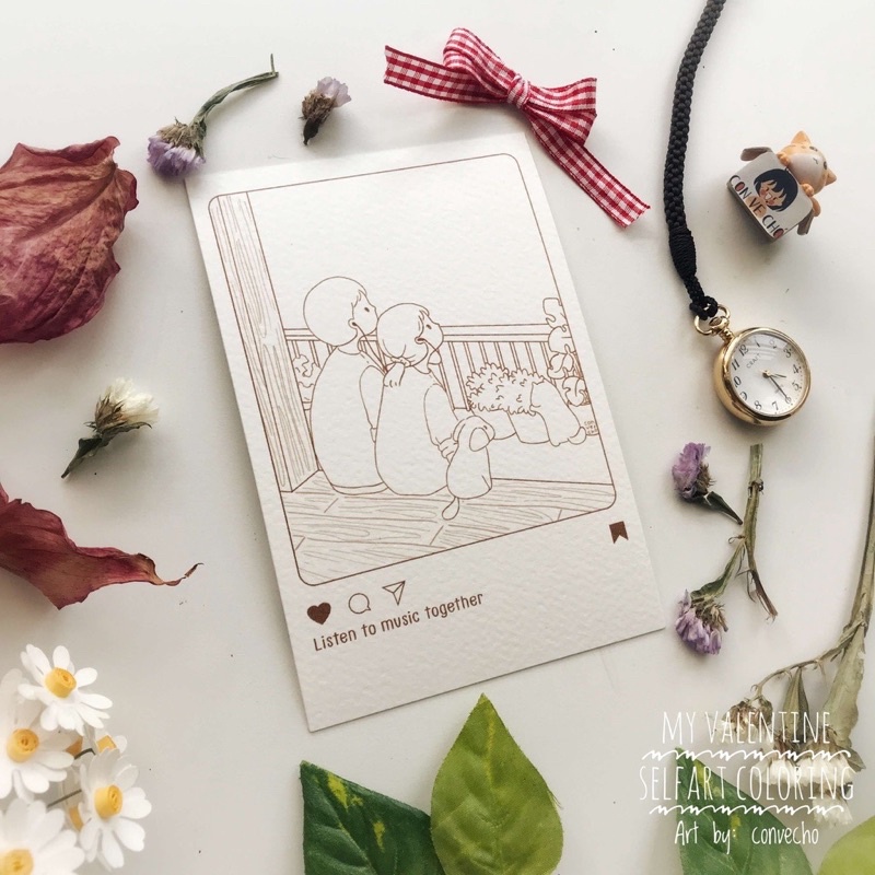 Tranh tô màu - &quot;IN LOVE&quot; của hoạ sĩ @convecho, 5 tranh giấy coldpress 300gsm