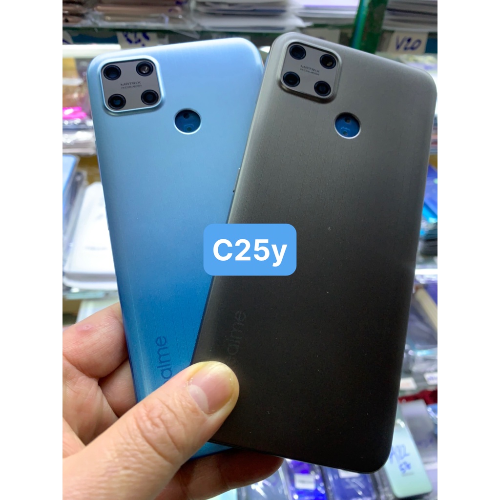 Bộ vỏ zin Realme C25y - gồm lưng vỏ , xương, phím ,kính camera