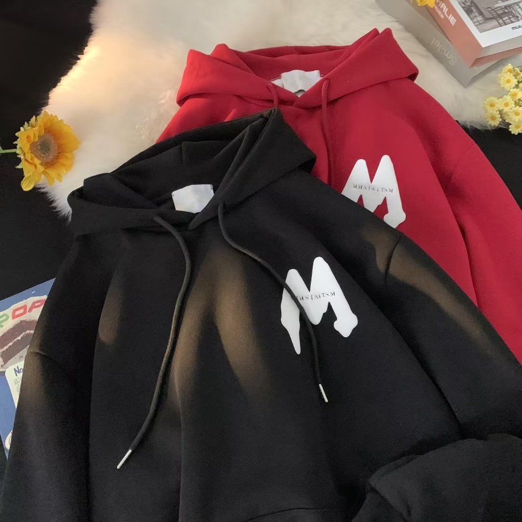 Áo sweater HATTON GUTTO màu đỏ có mũ trùm đầu thời trang thu đông cho nam giới
