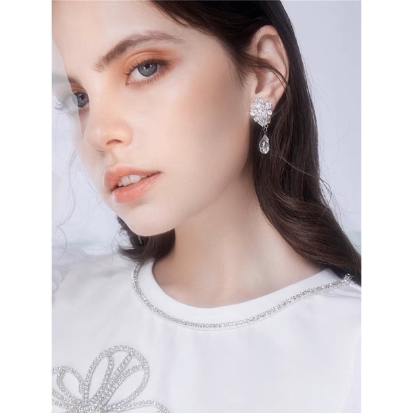 Khuyên tai hình giọt nước đính đá bling bling dự tiệc - Khanturban.vn
