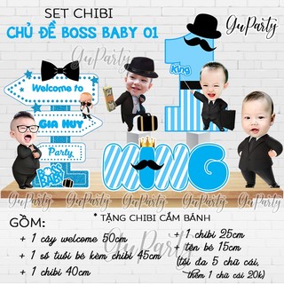 Combo chibi sinh nhật thiết kế cho bé chủ đề boss baby bé trai