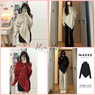 Áo len cổ lọ áo vạt chéo 4 màu tiểu thư sành điệu