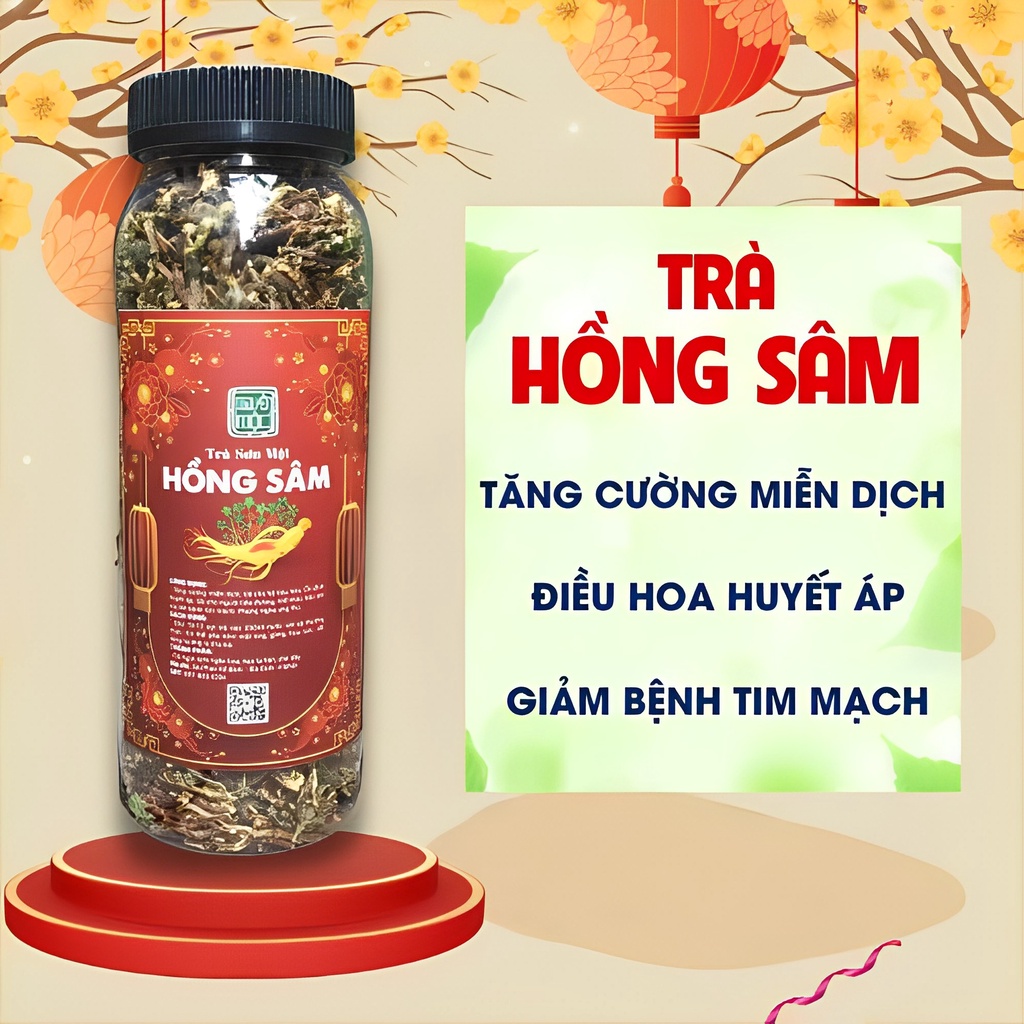 Trà sơn mật hồng sâm hỗ trợ điều hòa huyết áp tăng cường hệ miễn dịch và các vấn đề sức khỏe lọ 300gr phiên bản Tết 2023