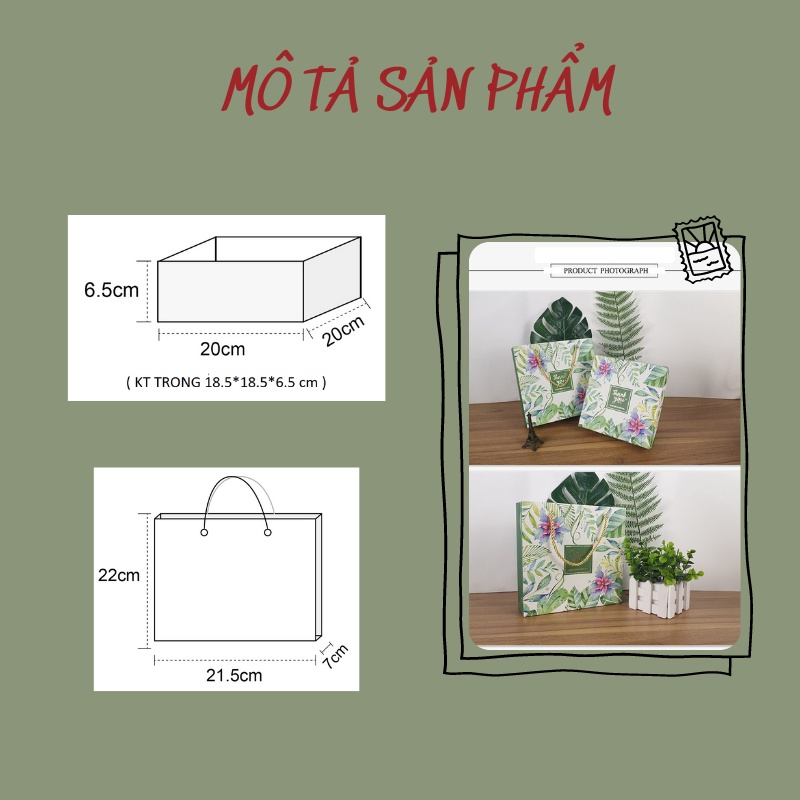 [HQ02] Combo Hộp Quà & Túi Đựng Quà Rừng Nhiệt Đới Thank You Quà 14/2 - 8/3 - 20/10 - Kỷ niệm - Tiệm Cá Trứng