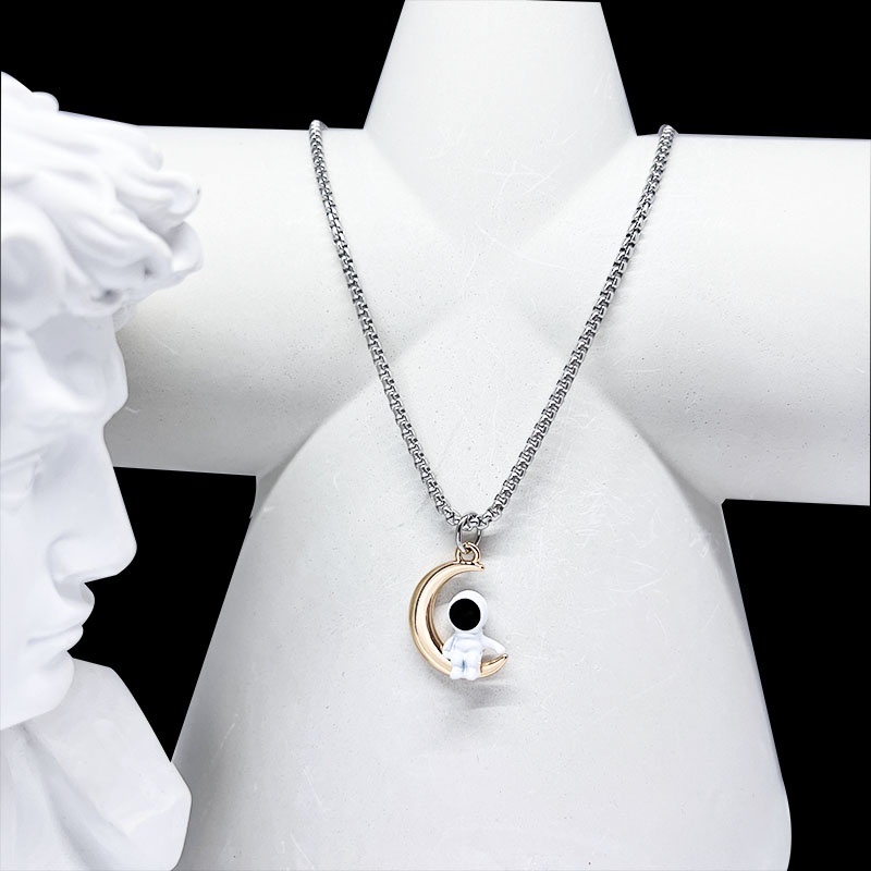 Vòng cổ Hợp Kim Mặt Hình Phi Hành Gia / Mặt Trăng Ngôi Sao 3D Đơn Giản Thời Trang Hip hop Cho Cặp Đôi