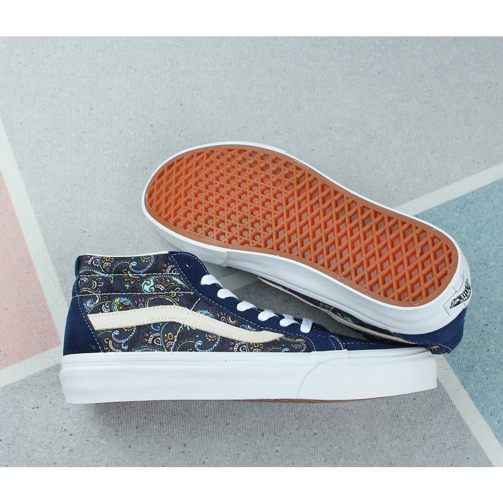 Giày Thể Thao Vans Chính Hãng Màu Xanh navy / cashew nut flower Sk8 Thời Trang Cho Nam Và Nữ