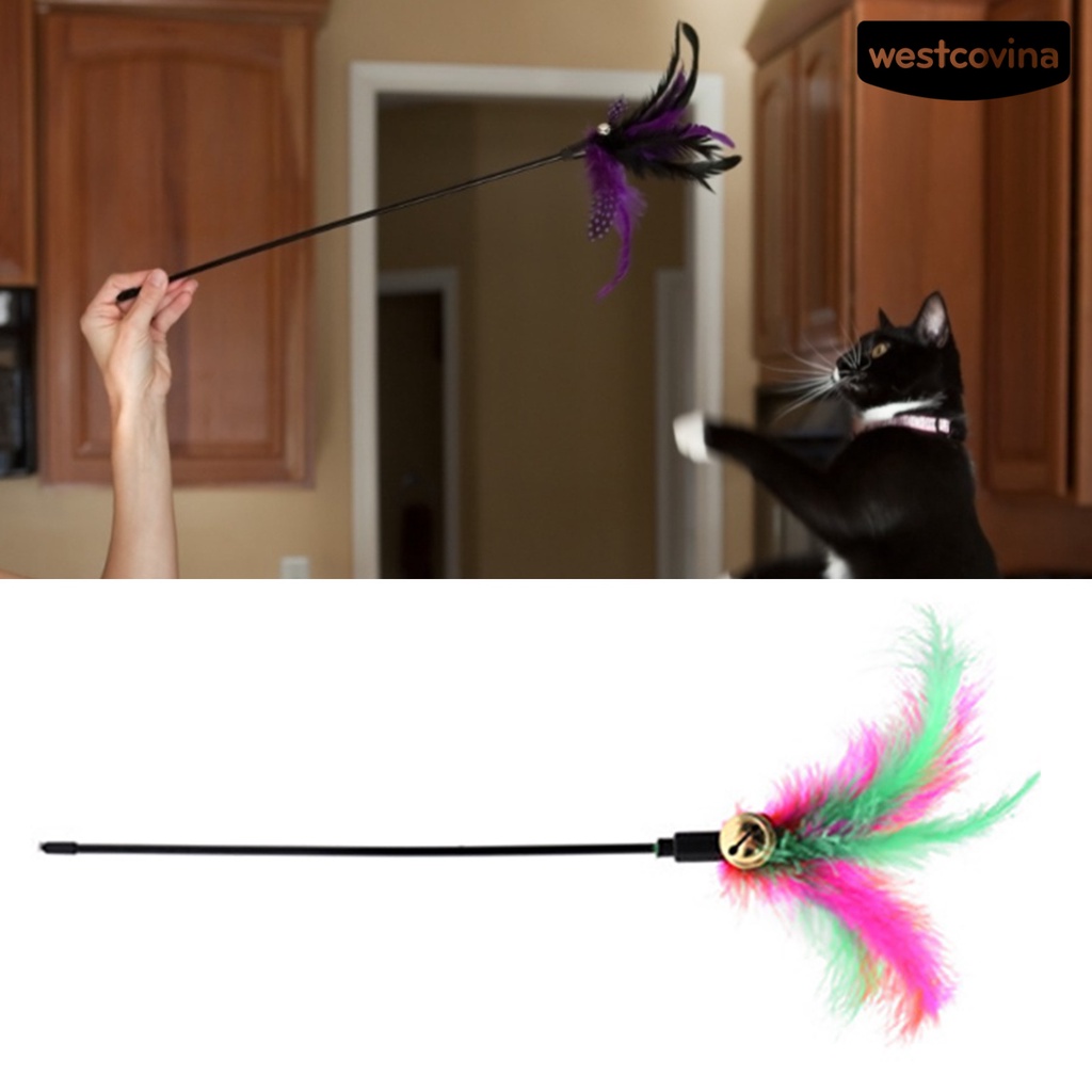 [COD]♘Đồ Chơi Que Nhựa Gắn Lông Vũ Vui Nhộn Huấn Luyện Thú Cưng