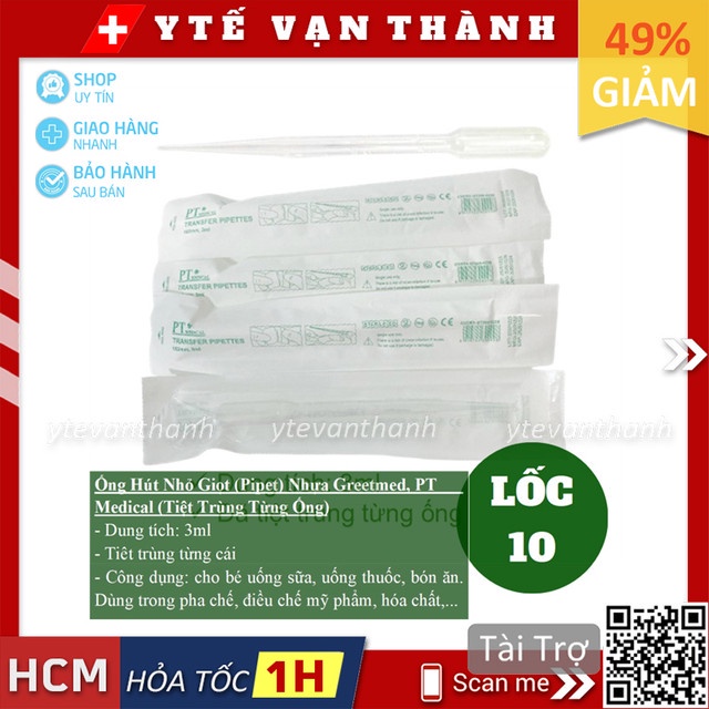 Ống Hút Nhỏ Giọt (Pipet) Nhựa Greetmed, PT Medical (Tiệt Trùng Từng Ống) | Cho Bé Uống Thuốc, Sữa -VT0804