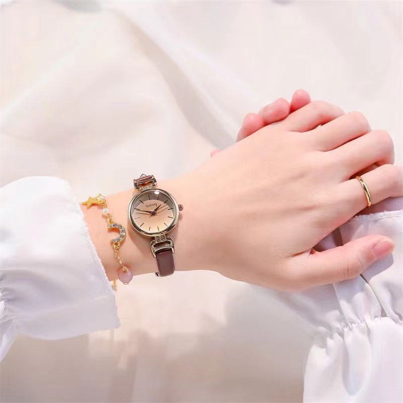 Đồng Hồ Analog Máy Quartz Mặt Nhỏ Dây Mảnh Sang Trọng Phong Cách Retro Cho Nữ