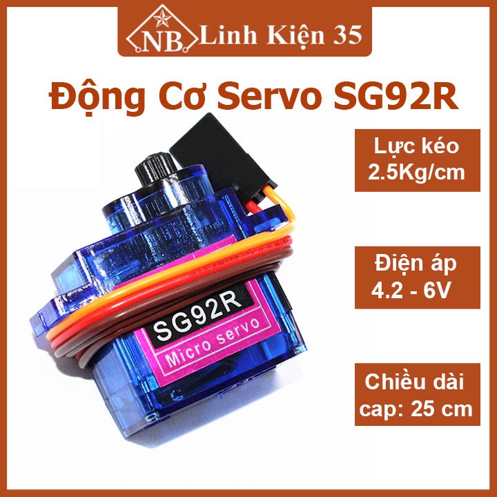 Động cơ servo SG92R 2.5Kg/4.8V nhỏ gọn