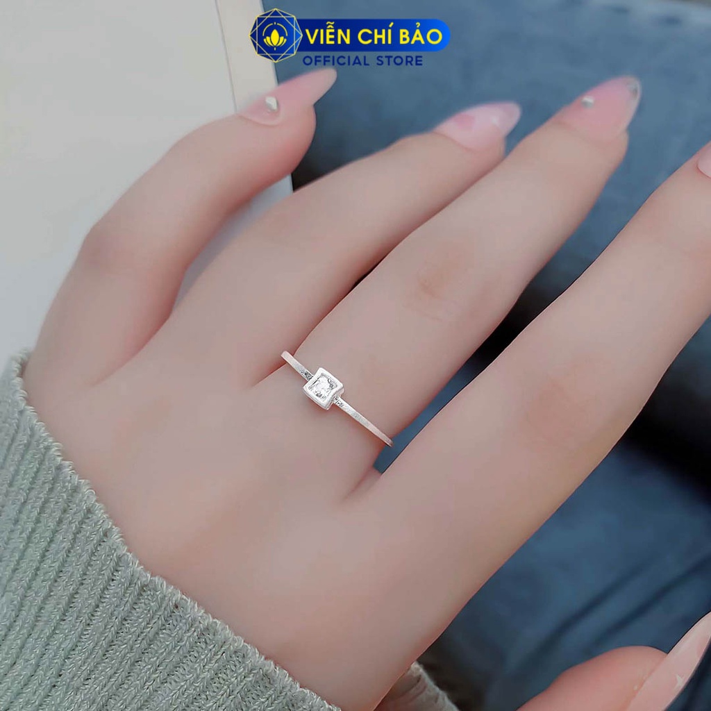 Nhẫn bạc nữ hình vuông đá trắng chất liệu bạc 925 thời trang phụ kiện trang sức Viễn Chí bảo N400873