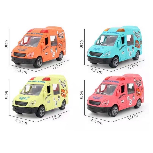 Đồ Chơi Vận Động Giáo Dục Mini City, Mô Hình Xe Giao Hàng Hamberger Có Thể Mở Cửa Size 12cm 02181