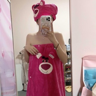 Set Khăn Tắm+Khăn Trùm Tóc Gấu Lotso mẫu mới 2022 ,
