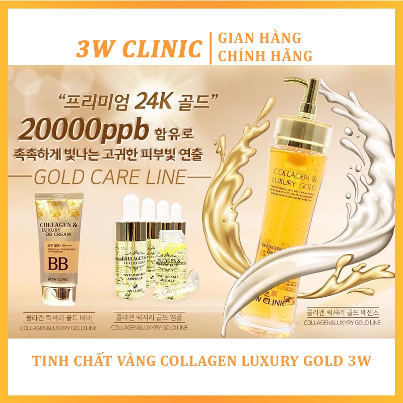 Tinh Chất Vàng Dưỡng Trắng Da Collagen Luxury Gold 3w Clinic 150ml - Serum Dưỡng Da Trắng Nhanh Chóng