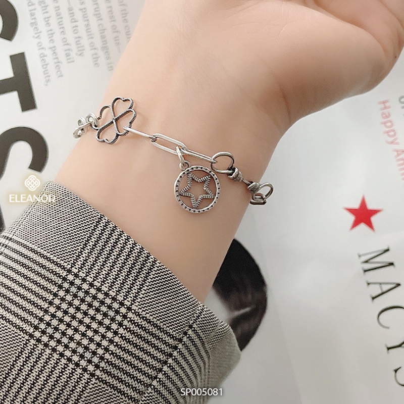 Vòng tay nữ bạc 925 Eleanor Accessories thiết kế mắt xích nhiều họa tiết phụ kiện trang sức 5081