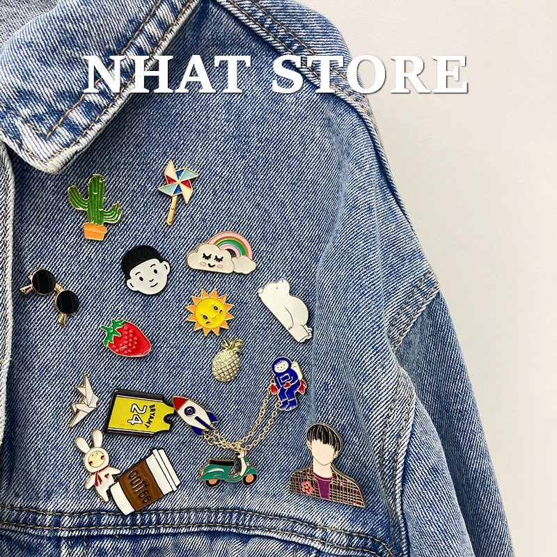[BÁN CHẠY] Cài áo hoạt hình mini, ghim cài unisex Hàn Quốc Nhat Store