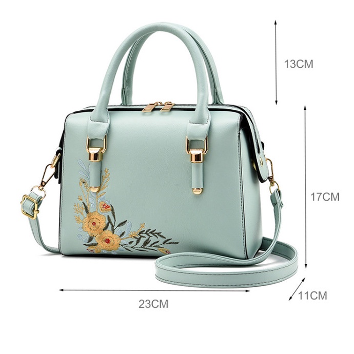 Túi trống xách tay nữ đeo chéo công sở thêu hoa BAG U HOT30