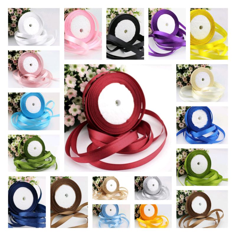 Hoả tốc 5 cuộn 22 mét ruy băng lụa thường 1cm chất mỏng