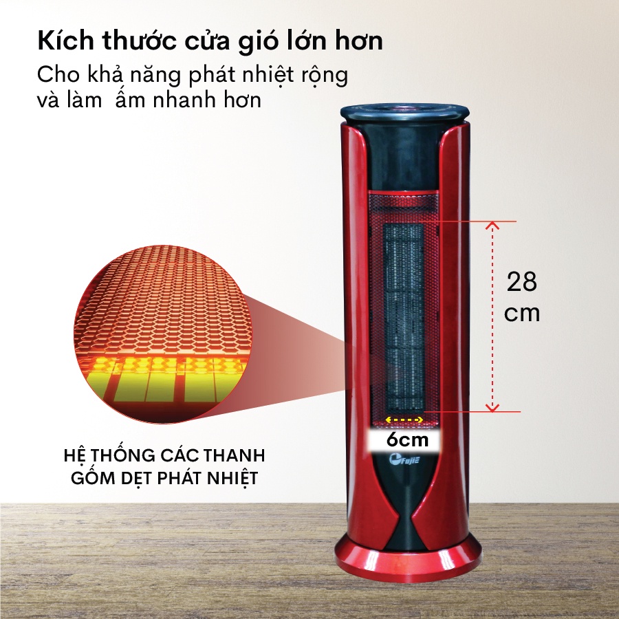 Máy sưởi FujiE CH-1600 công nghệ Nhật Bản, làm nóng nhanh tiết kiệm điện, không đốt oxi, bảo hành 12 tháng