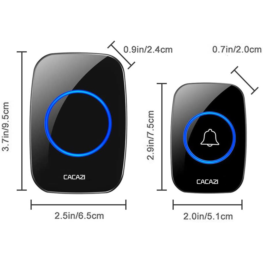 Chuông cửa không dây thông minh CACAZI A10, chống nước khoảng cách sử dụng trong 300M, 60 loại nhạc, 1 nút 3 chuông