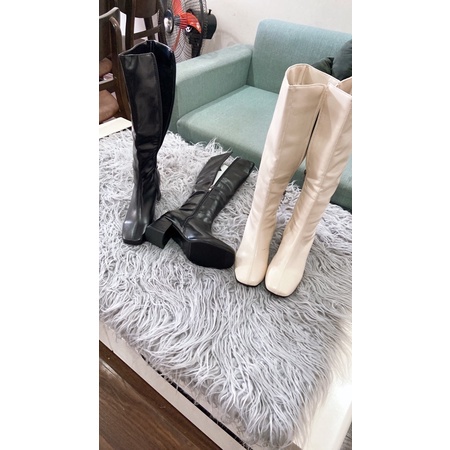 Bốt đùi nữ khóa sườn lót lông da lỳ mềm gót cao 5p BO18