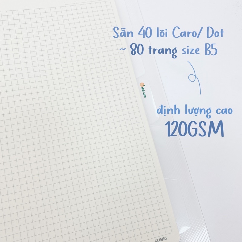 Binder/ Sổ Còng B5 Nhựa Kèm Lõi Caro Klong Nhà Cam