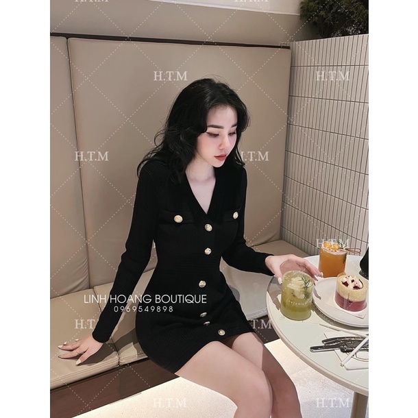 Váy Len Bal.main body đính cúc siêu hot