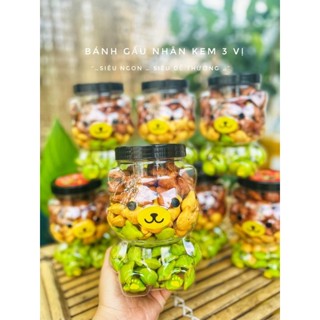 BÁNH GẤU NHÂN KEM MIX 3 VỊ 500GR MÈO Ú DỄ THƯƠNG