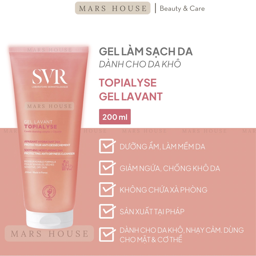 Sữa Rửa Mặt SVR Cho Da Khô Topialyse Gel Lavant, Sữa Rửa Mặt SVR Cho Da Dầu Mụn Sebiaclear Gel Moussant