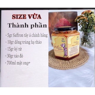Saffron Tây Á chính hãng ngâm mật ong rừng mix táo đỏ 700ml