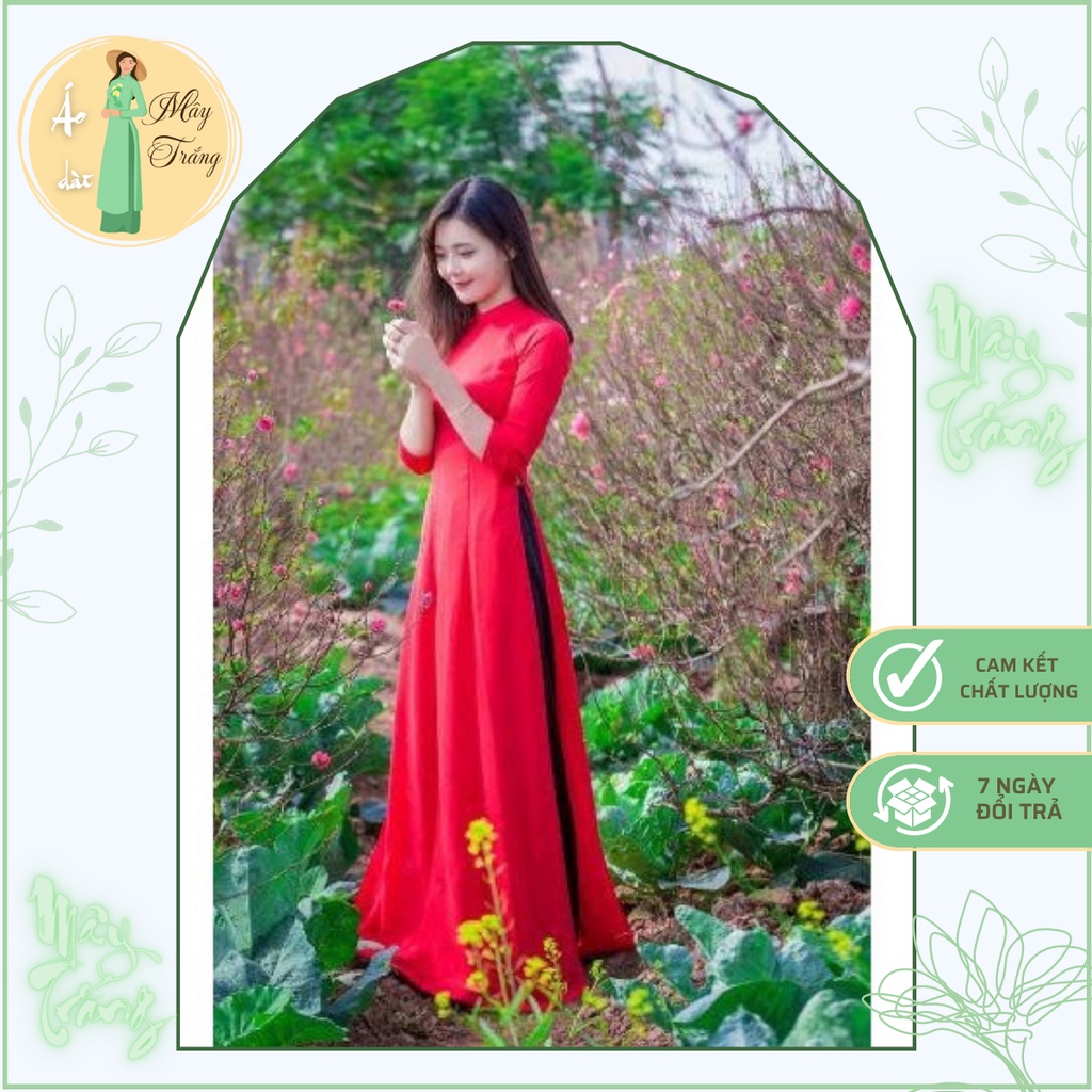 🌳Big Size cho 60-67kg 🌳 Áo dài đỏ trơn dáng áo dài tay lụa nhật loại đẹp 🌳 kiểu áo dài đẹp trẻ trung