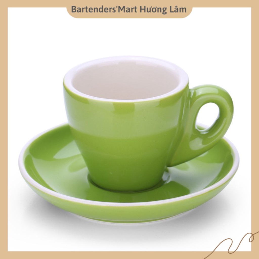 Ly sứ espresso 80cc màu xanh lá