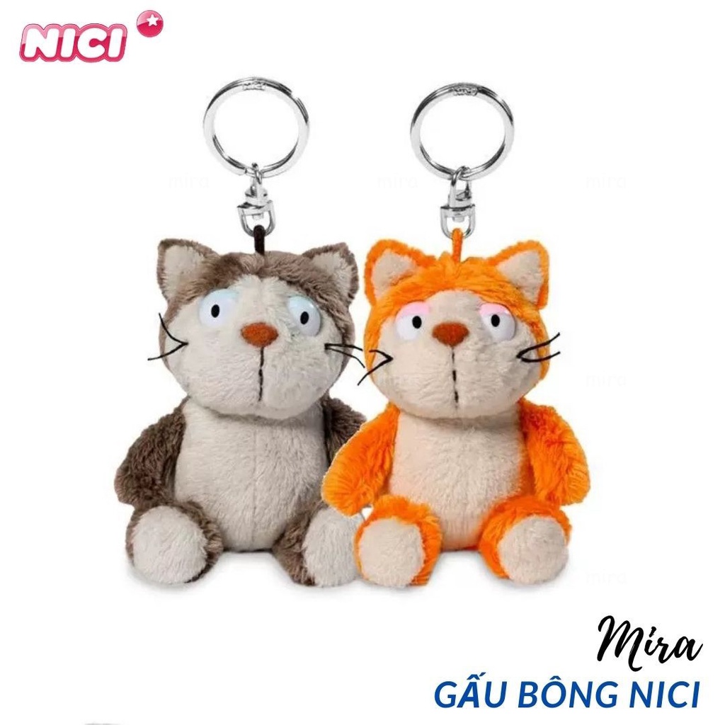 Móc Khóa Gấu Bông NICI Mini - Mèo Đeo Cặp, Treo Balo Thương hiệu NICI Quà Sinh Nhật Cho Nữ 10cm MIRA-GB28018