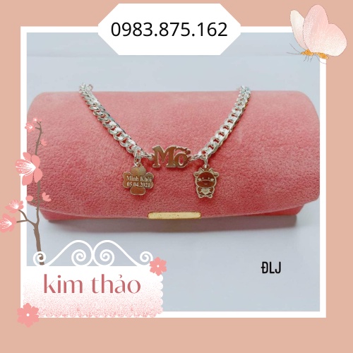 Lắc bạc/vòng bạc ta nguyên chất cho bé khắc tên khắc chữ theo yêu cầu đủ size lấy ngay - trang sức bạc Kim Thảo