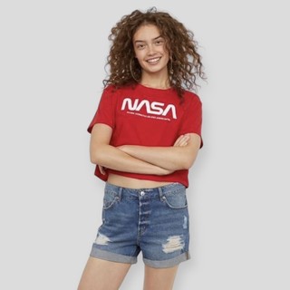 Áo thun form lửng in chữ NASA dễ thương