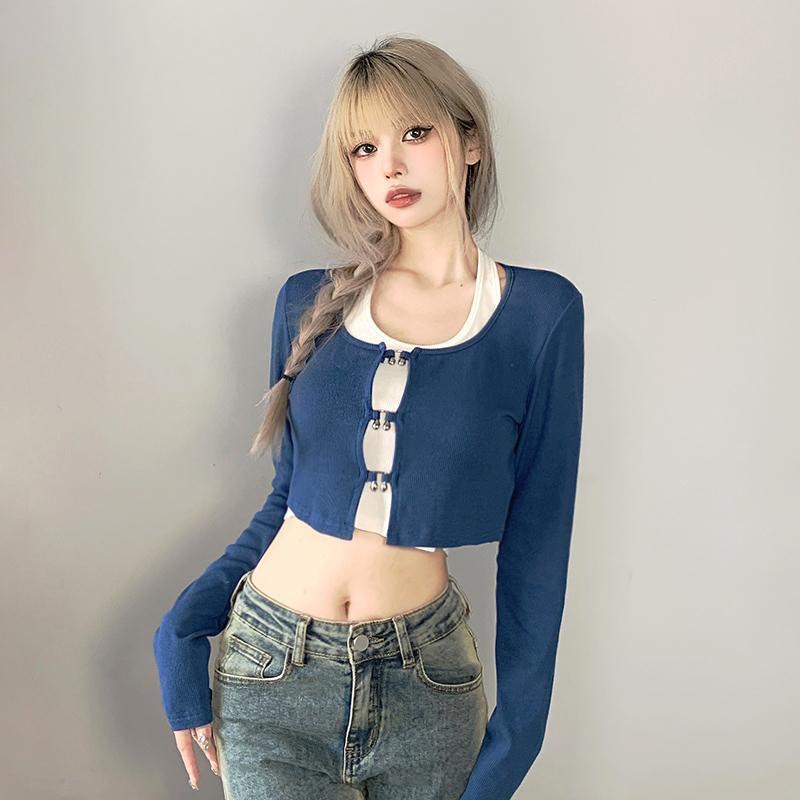 Set Áo Croptop Cổ Yếm + Áo Tay Dài Cổ Chữ U Thời Trang Quyến Rũ #A5