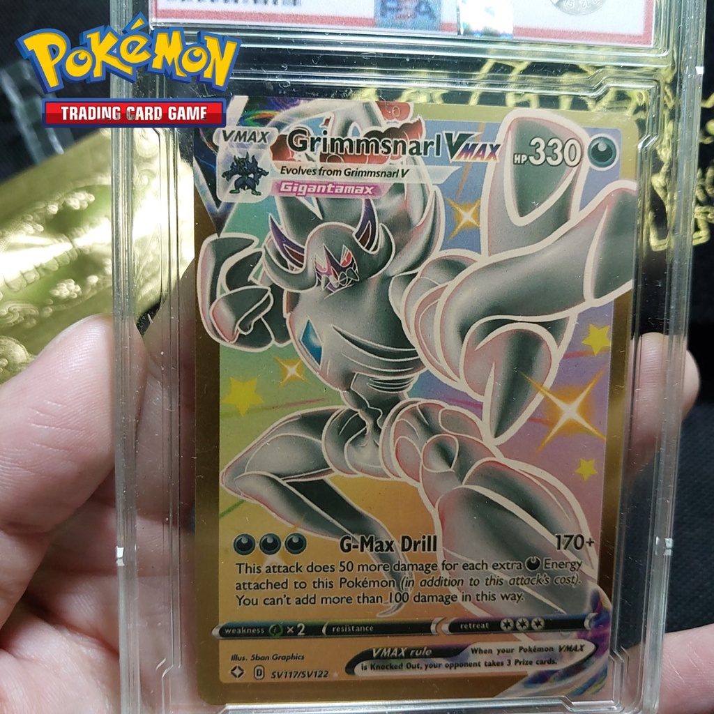 Thẻ bài pokemon hiếm nhôm mạ vàng Grimmsnarl SV117 SV122 VMax yêu tinh hắc ám Tặng kèm bảo vệ thẻ 1459 d24 62